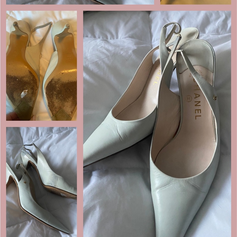 CHANEL baby blue Slingback Heels